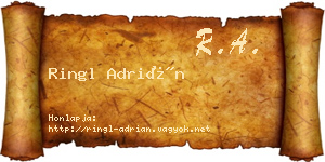 Ringl Adrián névjegykártya